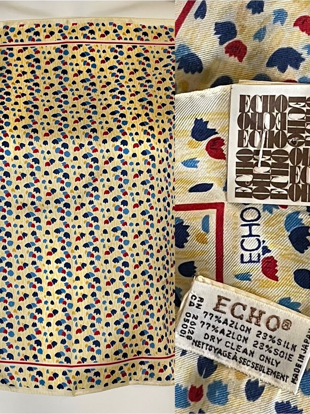 Vintage Unworn Echo Silk Scarf 17 In Sq Mint Condition